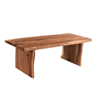 HomeRoots 51" Brown Solid Wood Sled Coffee Table - 51