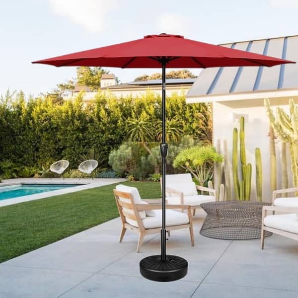 8 ft red patio umbrella Midtown Umbrellas - 10-Year-No-Fade with Terylast Fabric, Auto-Tilt Aluminum Frame and 8 Reinforced Ribs for Deck, Pool, Garden & Beach For added peace of mind 7.5' Diameter Steel Patio Umbrella