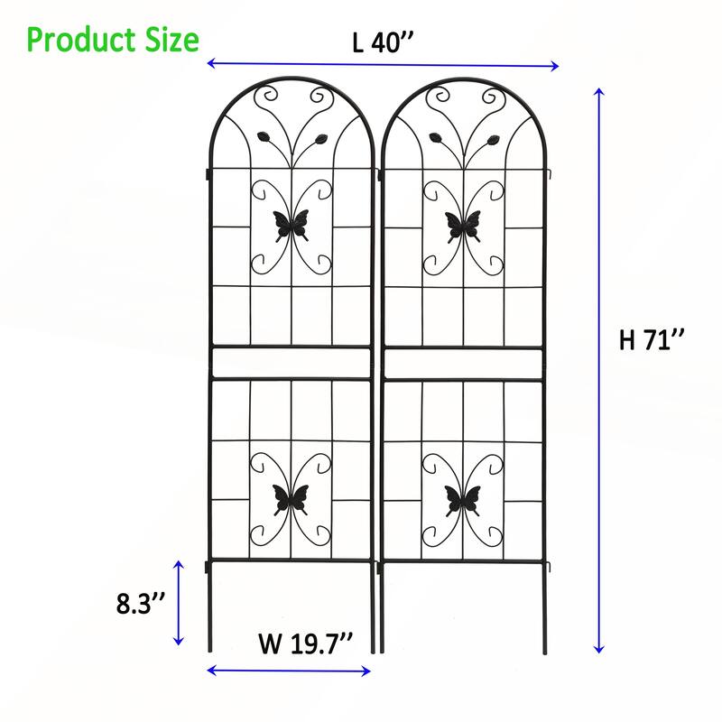 2 Pack Metal Garden Trellis 71in x 19.7in Rustproof Trellis