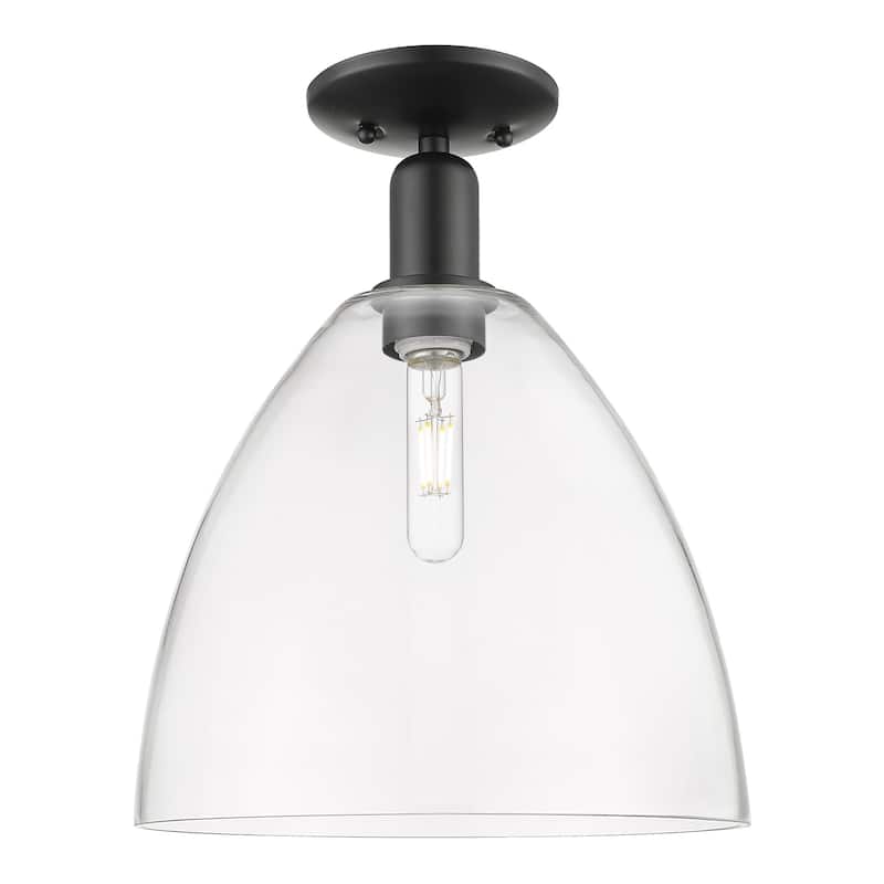 Innovations Lighting 716-1C-15-12 Bristol Semi-Flush Bristol 12" Wide - Matte Black / Clear