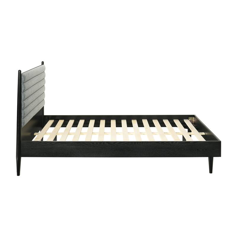 Modern Wood Platform Bed Frame - Black Finish - Bedroom Furniture