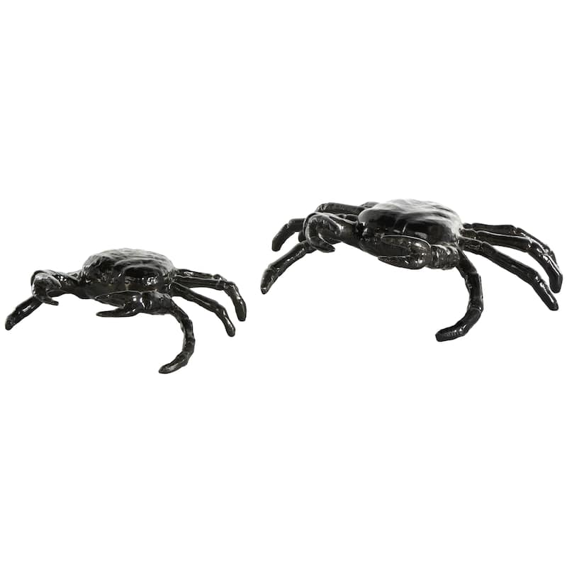 Black Aluminum Metal Crab Decorative Sculpture (Set of 2)