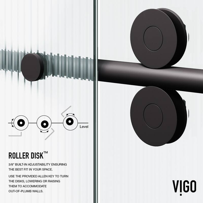 VIGO Elan 56" to 60" W x 66" H Frameless Sliding Tub Door in Matte Black