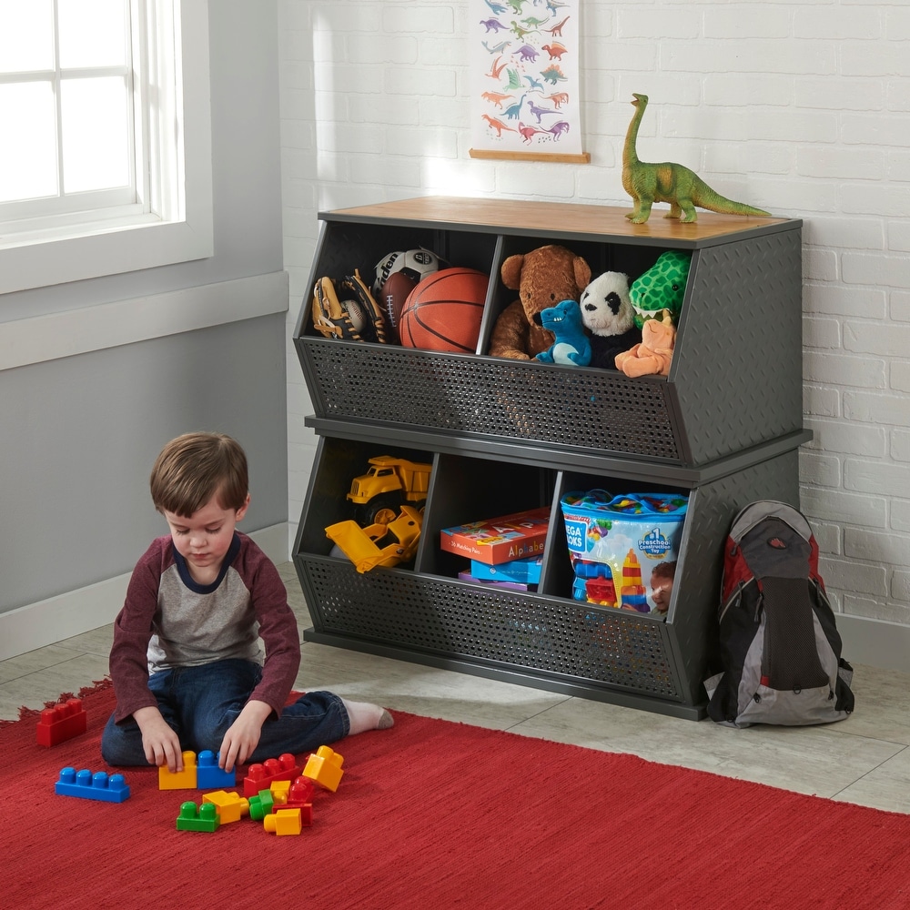 Bee SJINC Toy Storage Bins with Lids Toy Box Organizer Stackable Large Toy Chest for Girls Boys Kids 
