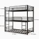 preview thumbnail 13 of 11, Twin Over Twin Over Twin Metal Triple Bunk Bed with Two Attached Ladders