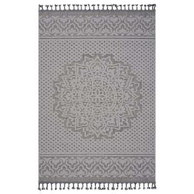 LOOM & LUXE Collection Gray/White Medallion Indoor/Outdoor Area Rug