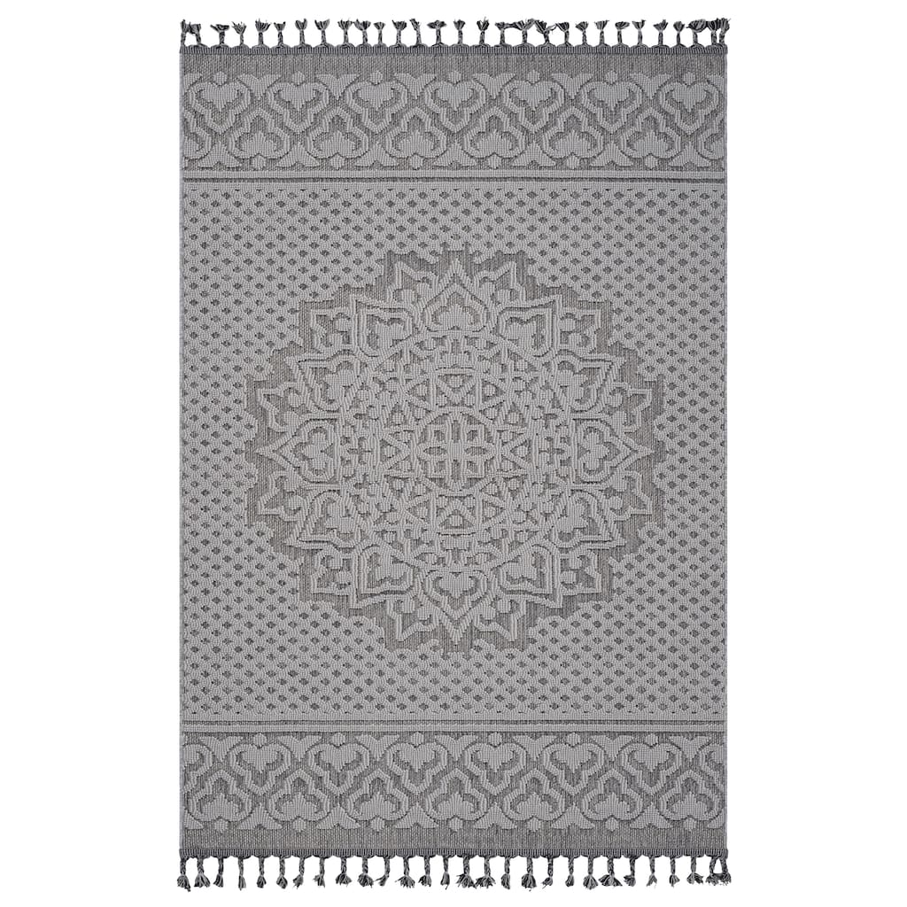 Roomfitters 4x6 Machine Washable Boho Vintage Area Rug, Non-Slip Pet Friendly Indoor Living Room Decor Carpet - Grey+White