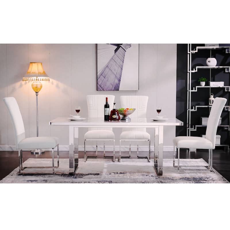 Velvet Dining Chairs with High Back and Polished Metal Legs