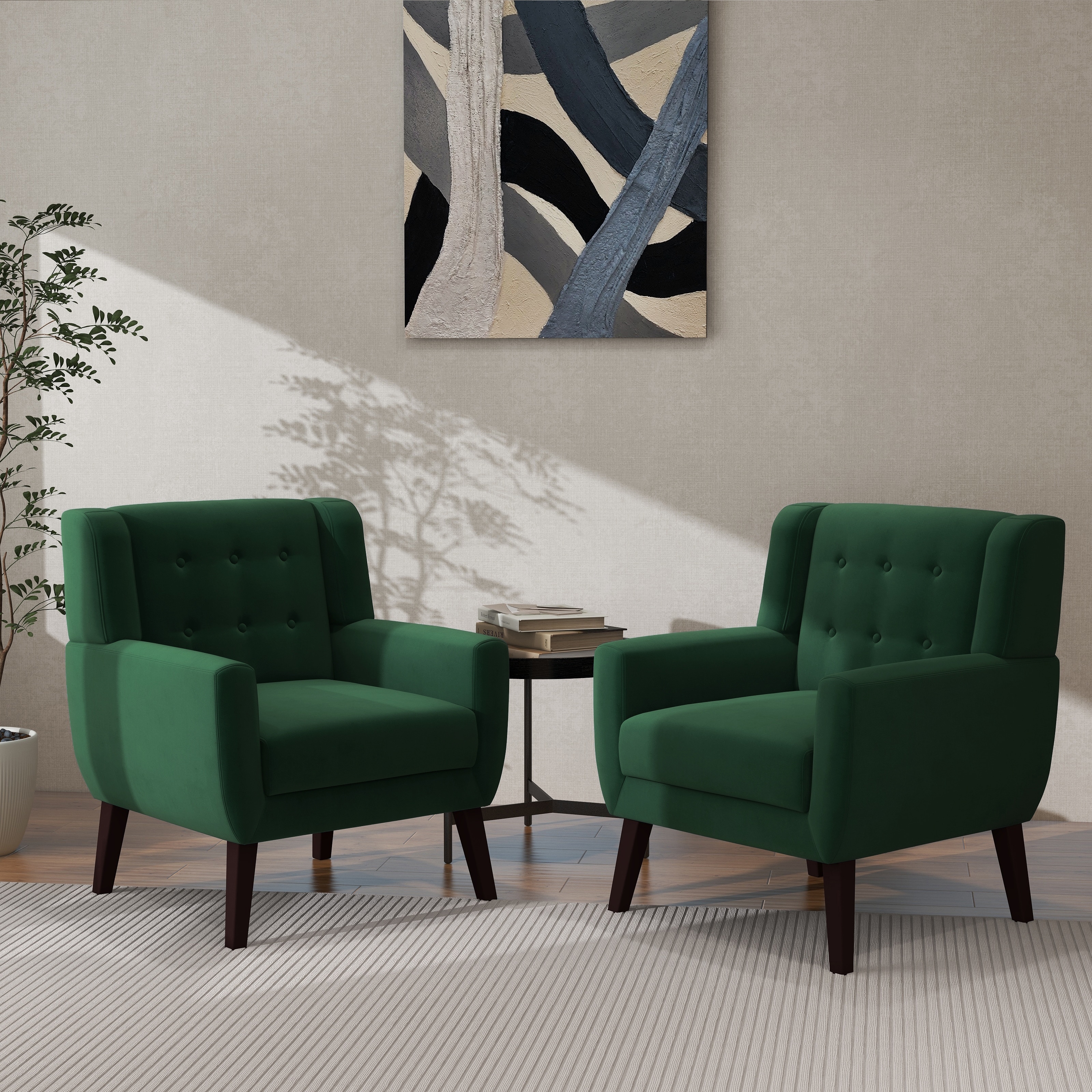 2 Set Modern Accent Chair Velvet Armchair
