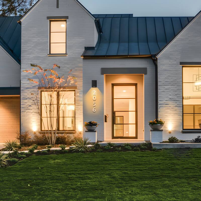 Matte Black Dusk to Dawn Outdoor Wall Lights with Door Numbers and Bulb Included