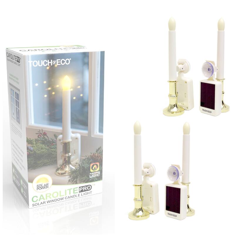 Solar Powered LED Flameless Christmas Holiday Window Candle With Suction Cup - 4 Pack
