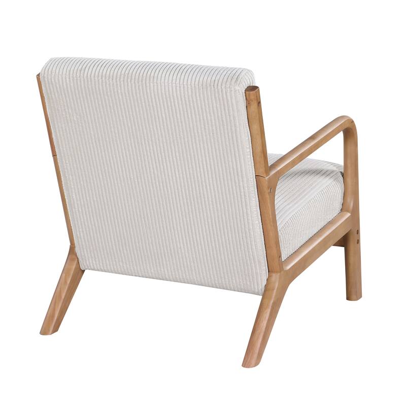 Elegance Wooden Corduroy Lounge Chair