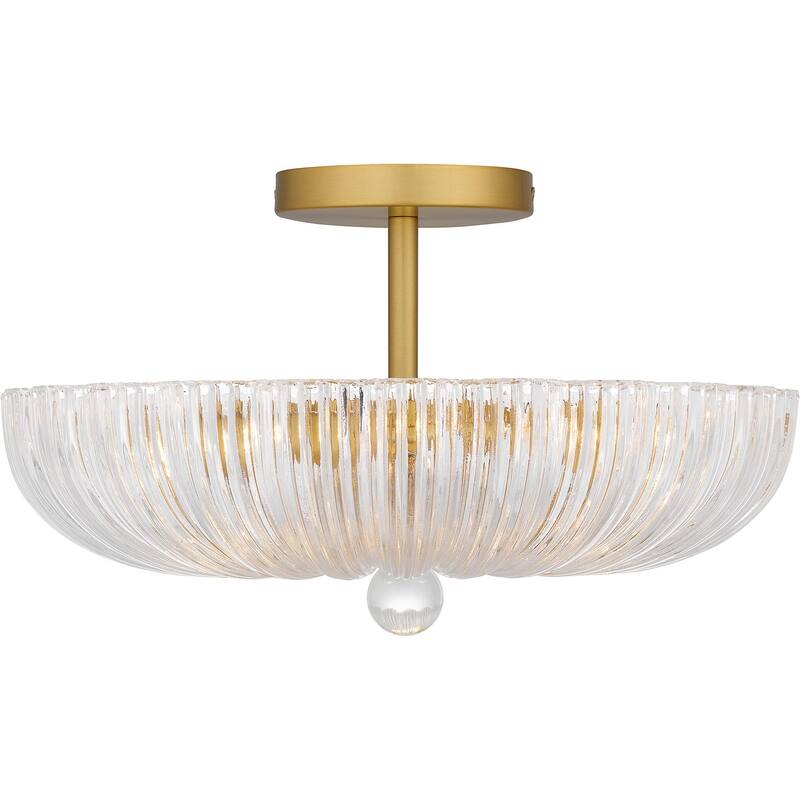 Brushed Gold Three Light Semi Flush Mount from the Quoizel Semi-Flush Mount Collection