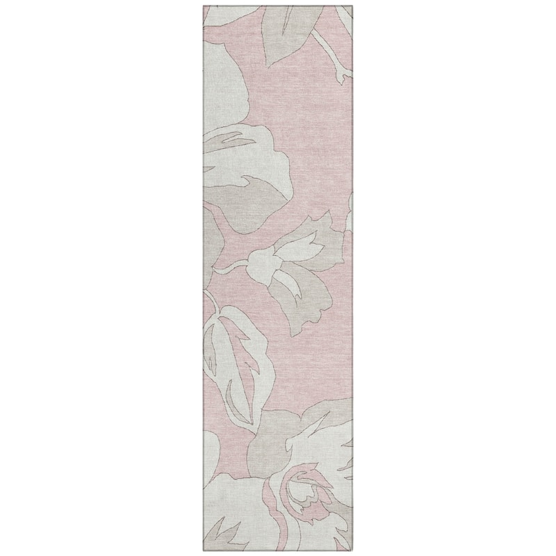 Machine Washable Indoor/ Outdoor Chantille Floral Contemporary Rug