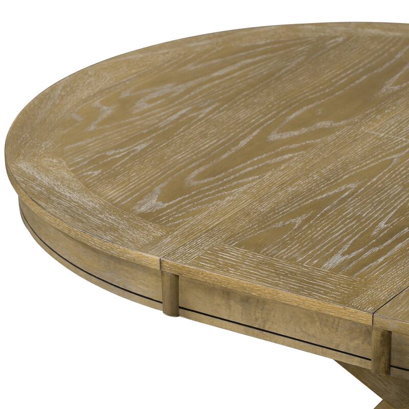 Retro Functional Extendable Dining Table with a 12" Leaf for Dining Room