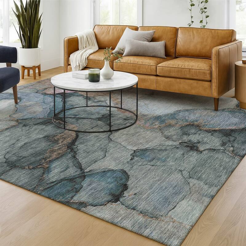 Machine Washable Indoor/ Outdoor Modern Brush Chantille Rug
