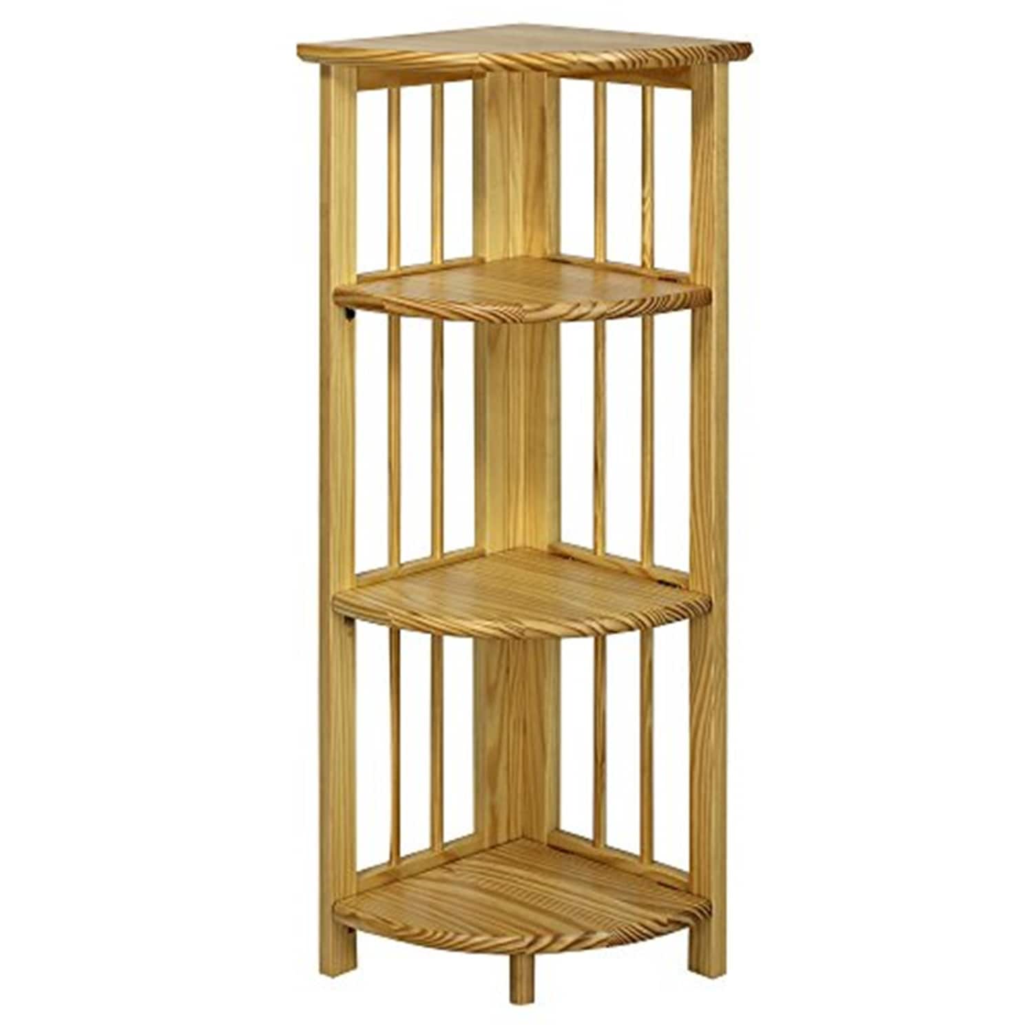 4-Shelf Corner Bookcase White Finish Contemporary Space-Saving Storage Organizer with Clean Open Shelf Display