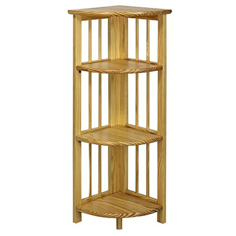 4-Shelf Corner Bookcase White Finish Contemporary Space-Saving Storage Organizer with Clean Open Shelf Display