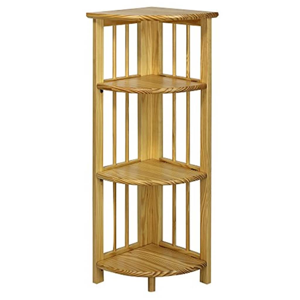 4-Shelf Corner Bookcase White Finish Contemporary Space-Saving Storage Organizer with Clean Open Shelf Display