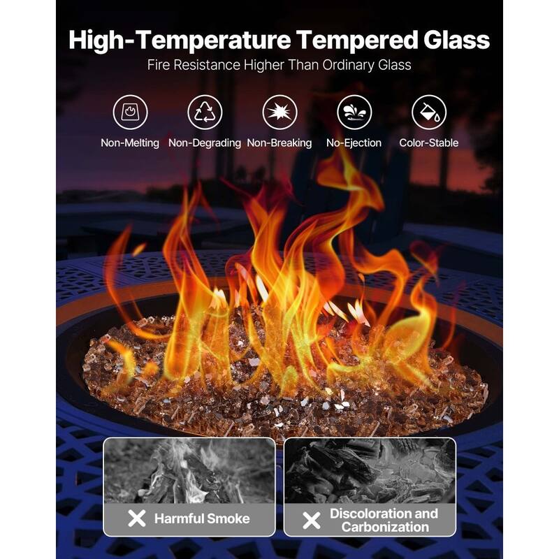 Copper Tempered Crushed Glass Fire Pit Rocks 10 lbs Heat Resistant - 1/4 inch