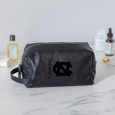 University of North Carolina, Hybrid Leather Lined Toiletry Bag with Handle, Black