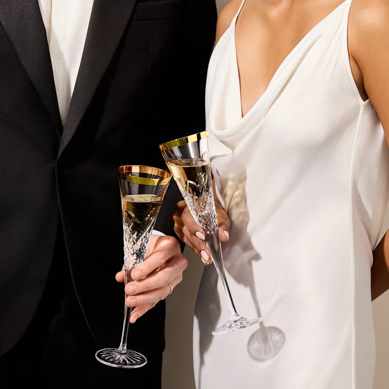 Waterford Celebrations Toasting Flute 4.5oz, Gold, Set of 2