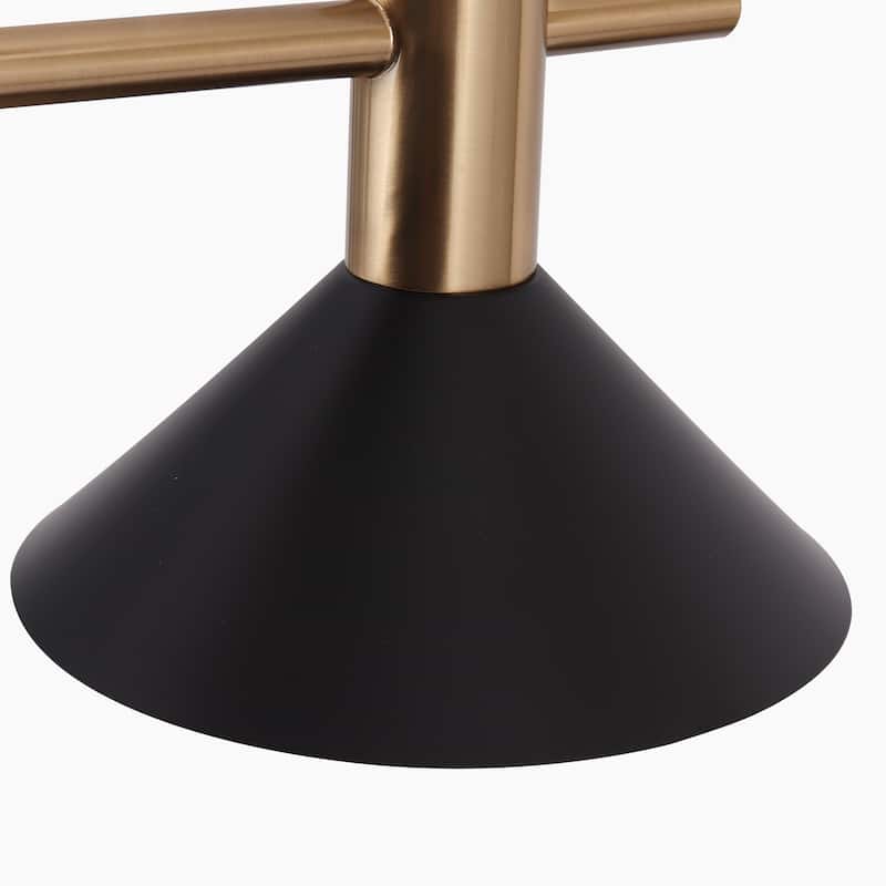 Modern Linear 4-Light 38.5" L Black Gold Bowl-shaped LED Chandelier Industrial Metal Kitchen Island Lights for Dining Room