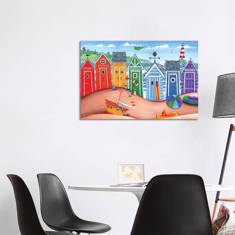 iCanvas "Beach Hut Rainbow Scene" by Peter Adderley Canvas Print - 26x40x1.5