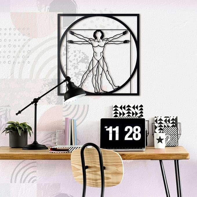 Vitruvian Man Metal Wall Art, Modern Style Metal Wall Decor for Home, Office, Living Room Decoration