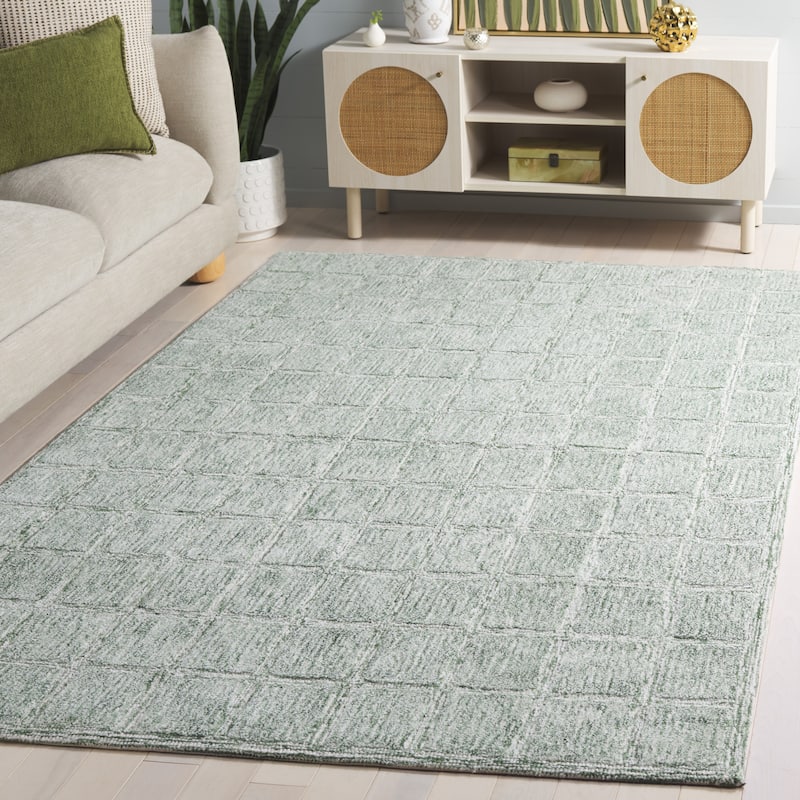 SAFAVIEH Handmade Genre Leiba Wool Rug - Green/Ivory - 4' x 6'