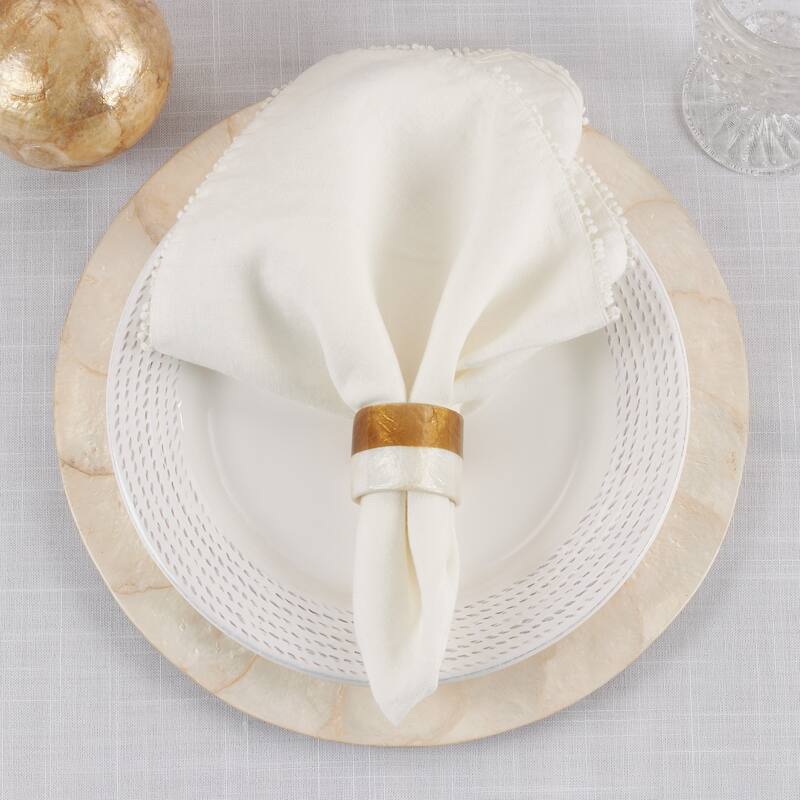 Capiz Design Napkin Rings (Set of 4) - Gold