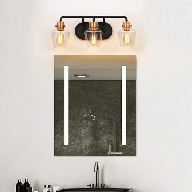 Dimmable Vanity Light with Clear Glass Shades
