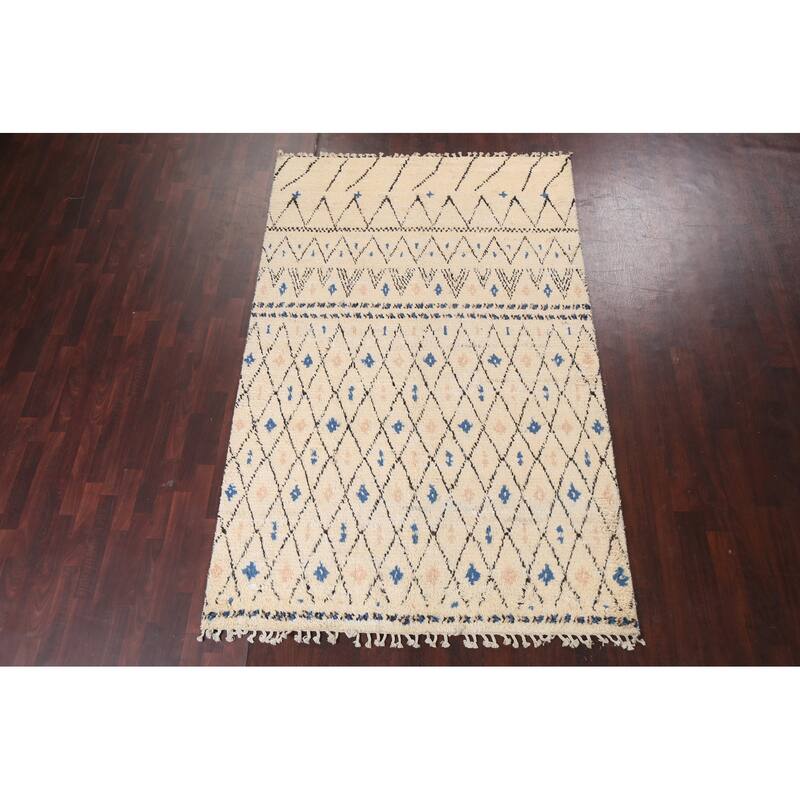 Trellis Moroccan Oriental Wool Area Rug Hand-knotted Decorative Carpet - 5'11" x 9'5"