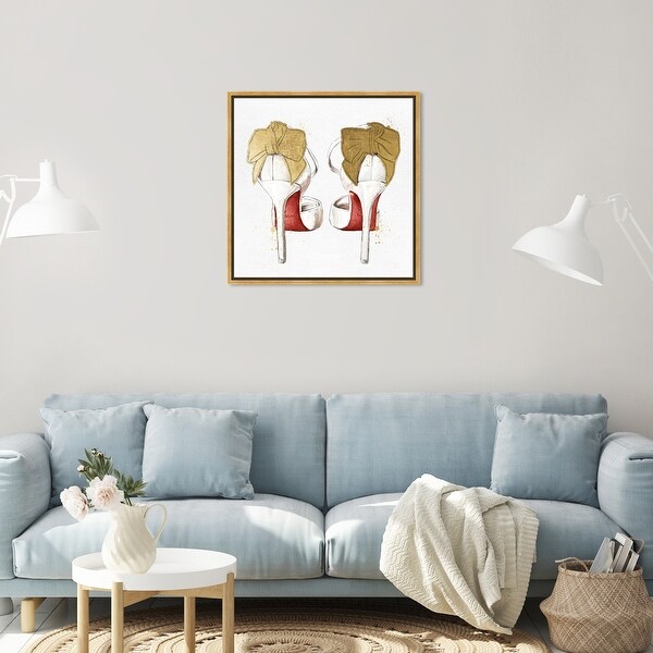 Oliver Gal 'Designer Shoes Gold' Fashion and Glam Wall Art Framed