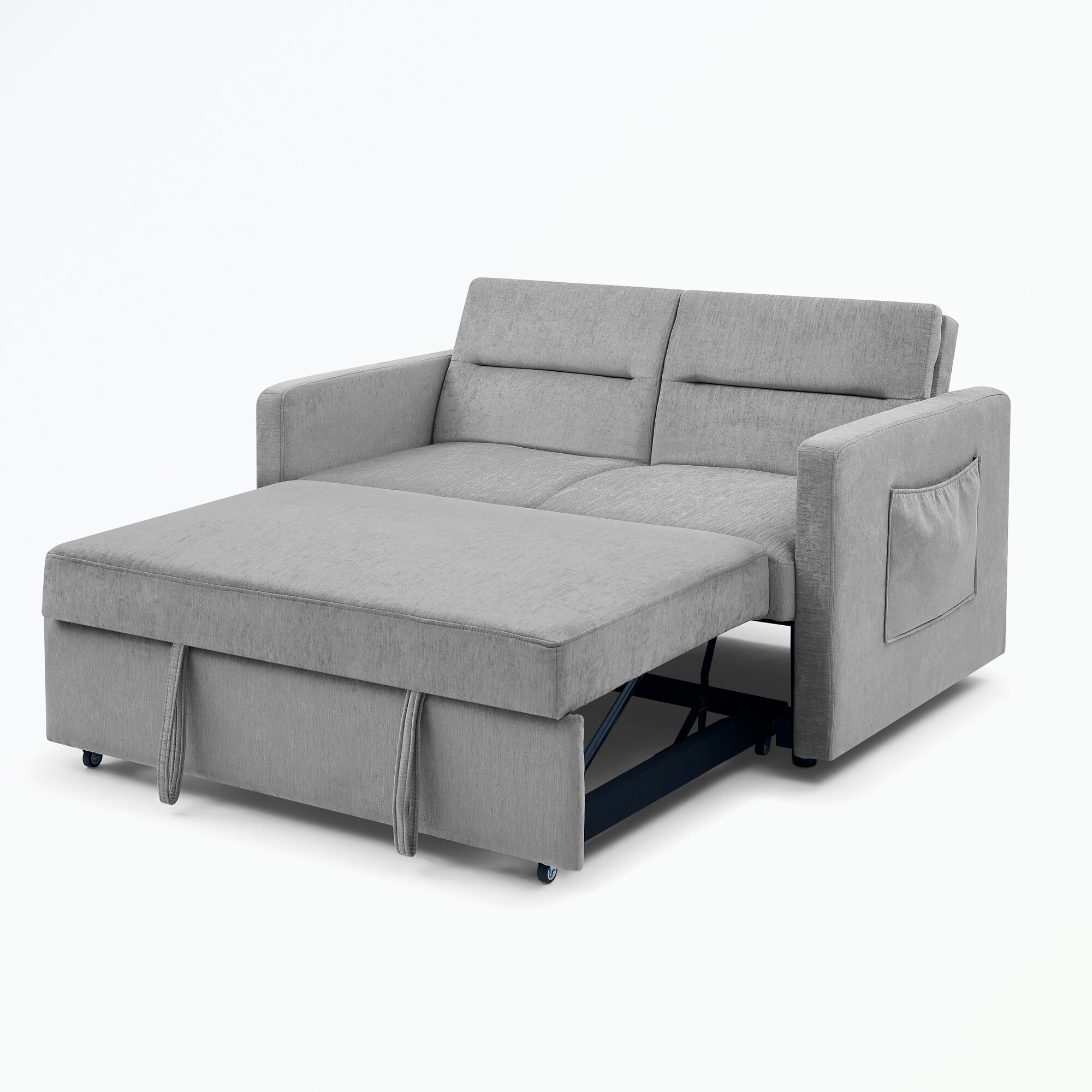 Sofa Bed with Pull-out Bed,Adjsutable Back and Two Arm Pocket