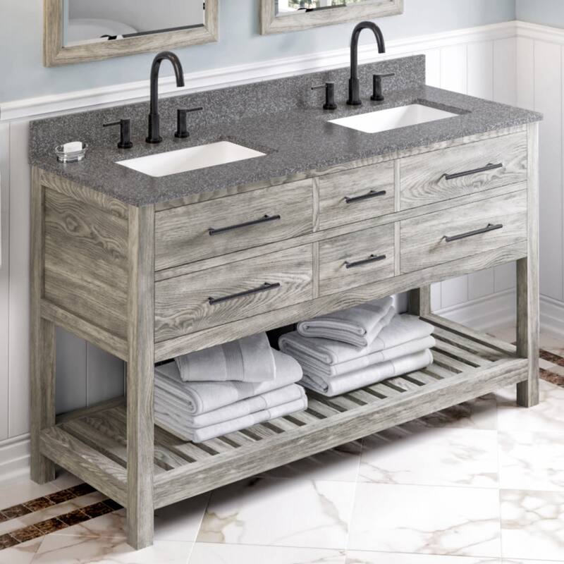 Jeffrey Alexander VKITWAV60R-MARBLE Wavecrest II 60" Free Standing - Weathered Grey / Boulder