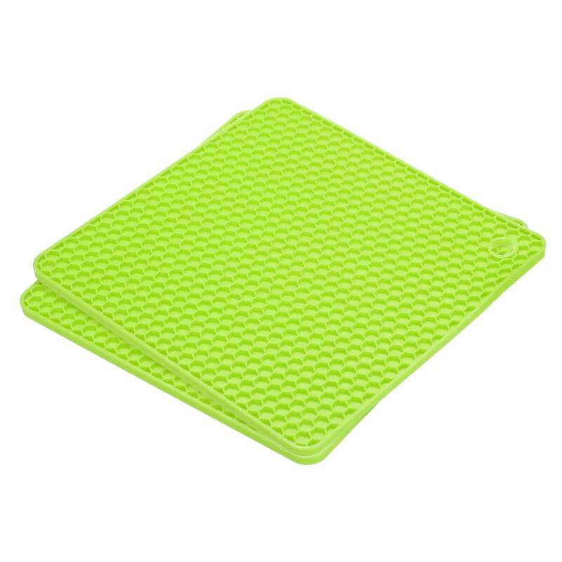 Silicone Trivet Mats 2pcs, Square Hot Pan Pads Hot Pot Holder - Green