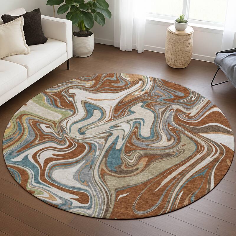 Machine Washable Indoor/ Outdoor Contemproary Fusion Chantille Rug