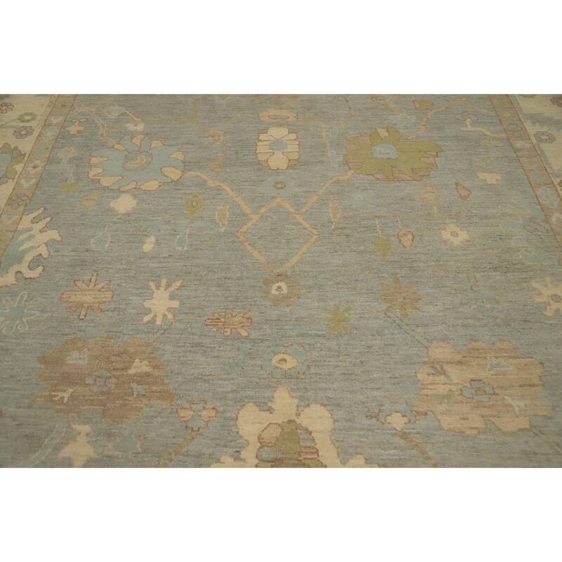 Hand Knotted Oriental 100% Wool Carpet Transitional All-Over Greys & Charcoal Oushak Area Rug - 9' 9'' X 8' 0''