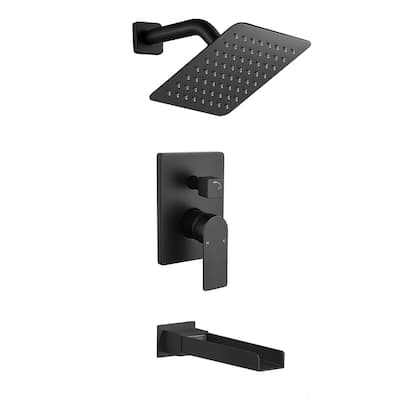 Wall Mounted Tub Shower Faucet with Rough-in Valve Rainfall Pressure Balance Shower System with Tub Spout