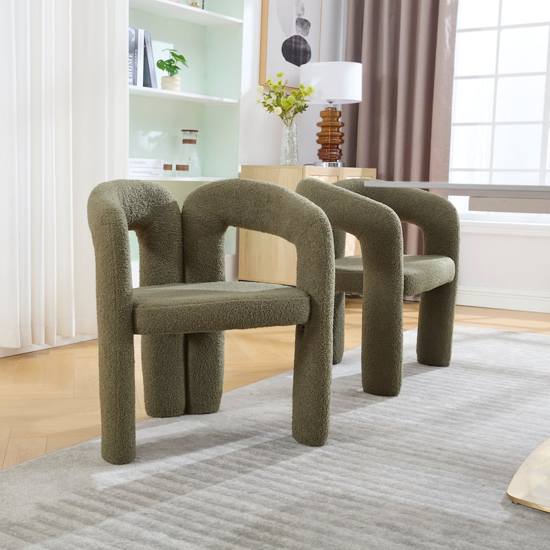 Set of 2 Accent Chair Reception Chair Vanity Chair Dressing Chair, Stylish Side Chair Olive Green Reading Chair