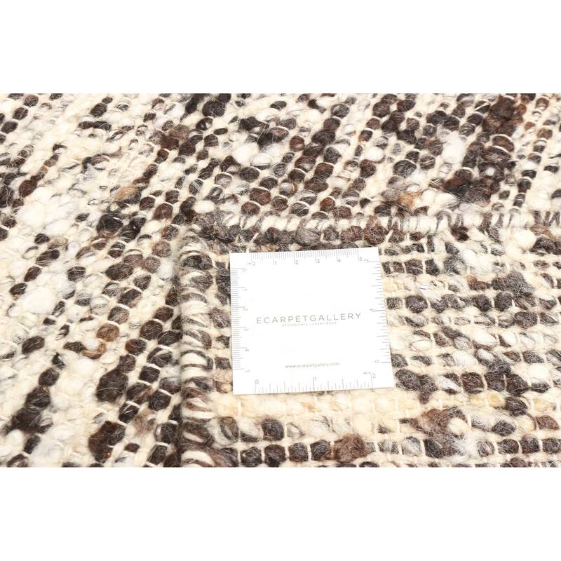 ECARPETGALLERY Braid weave Sienna Dark Brown Wool Rug - 5'1 x 7'4