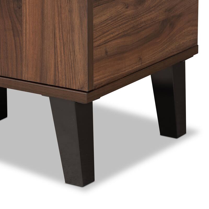 Idina Mid-Century Modern Two-Tone 1-Door Shoe Cabinet