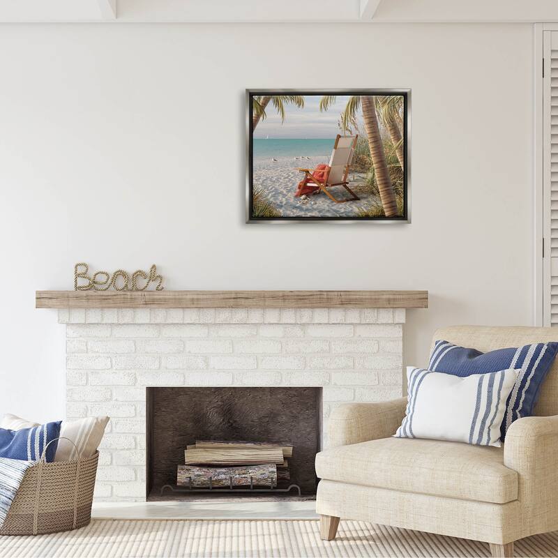 Stupell Tropic Breeze Beach Landscape Framed Floater Canvas Wall Art by Alan Giana