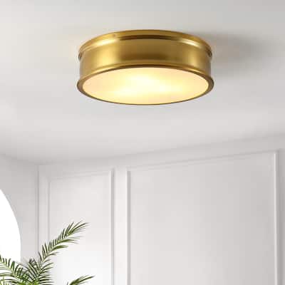 SAFAVIEH Lighting Venita Flush Mount - 17" W x 17" D x 4" H - Brass Gold - 17Wx17Dx4H