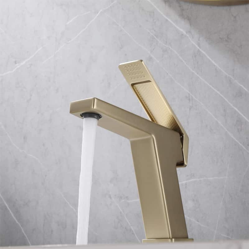 Single Handle Bathroom Sink Faucet 1-Hole Solid Brass in Black/Gold