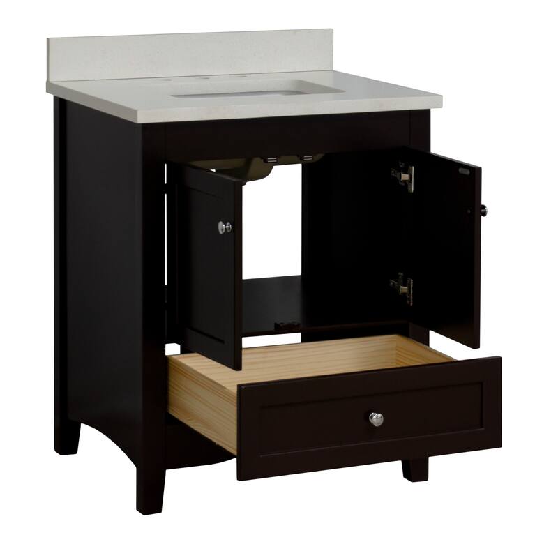 KitchenBathCollection Abbey 30" Bathroom Vanity with Quartz Top