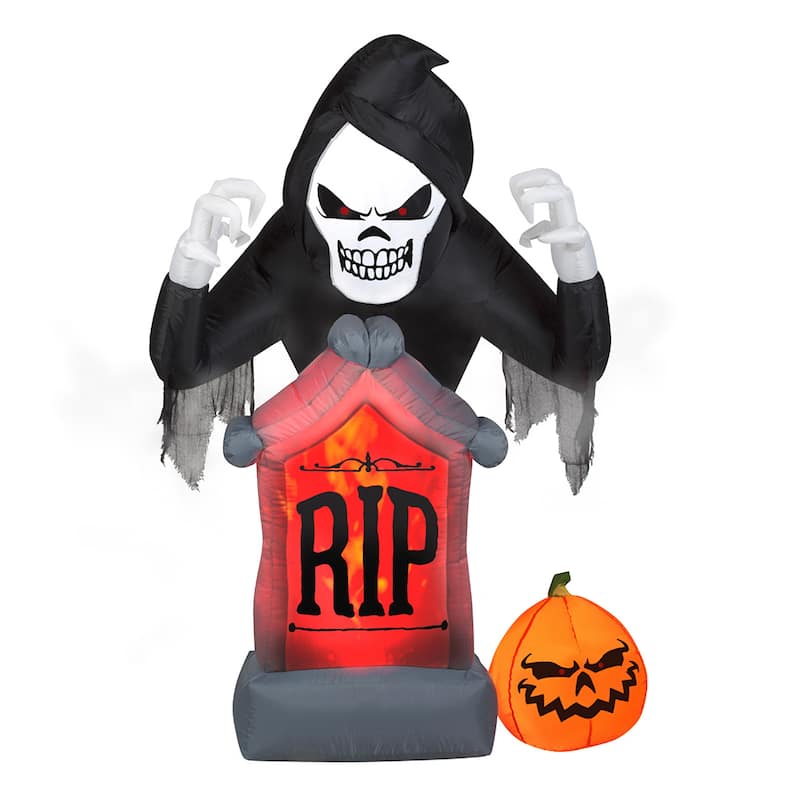 National Tree Company Halloween Inflatable & Animated Grim Reaper Décor, 6 feet - 6 ft