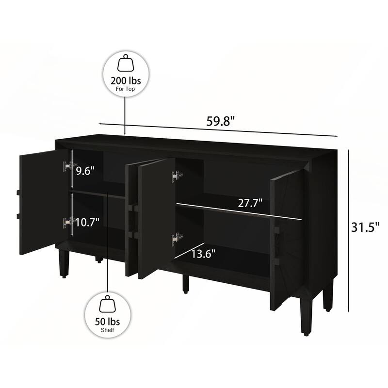 Antique Wood TV Stand with Adjustable Shelve