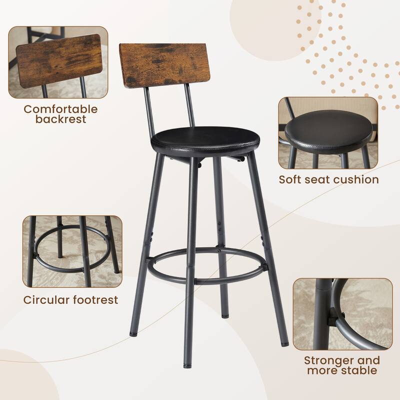 Bar Table and Chairs Set for 6, Dining Table 7 Piece Set, Pub Counter Height Table w/6 PU Leather Bar Chairs for Breakfast Nook